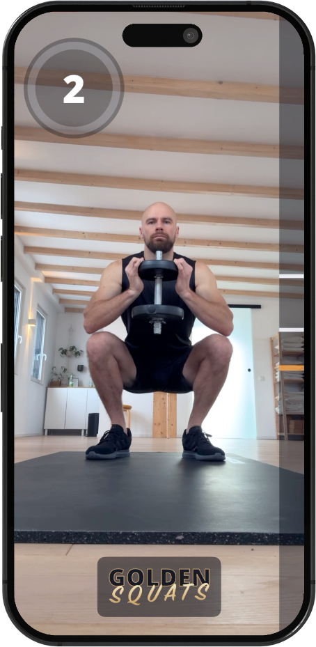 GOLDEN Squats app running on iPhone